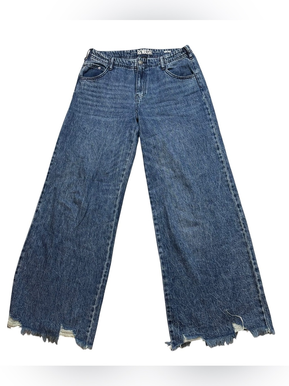 Ladies Rewash Brand Distressed Hem Wide Leg Jeans Size 28